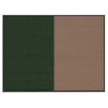 United Visual Products Triple Door Radius Plus Corkboard, 96" x UV8006PLUS-BLACK-RUBBER